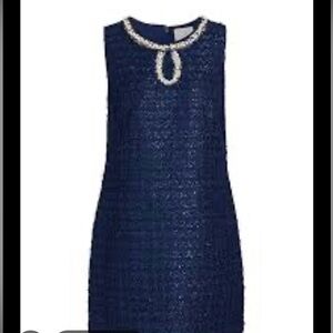 Lilly Pulitzer Ronan Skirted Romper Low Tide Navy with Pearl Embellishments